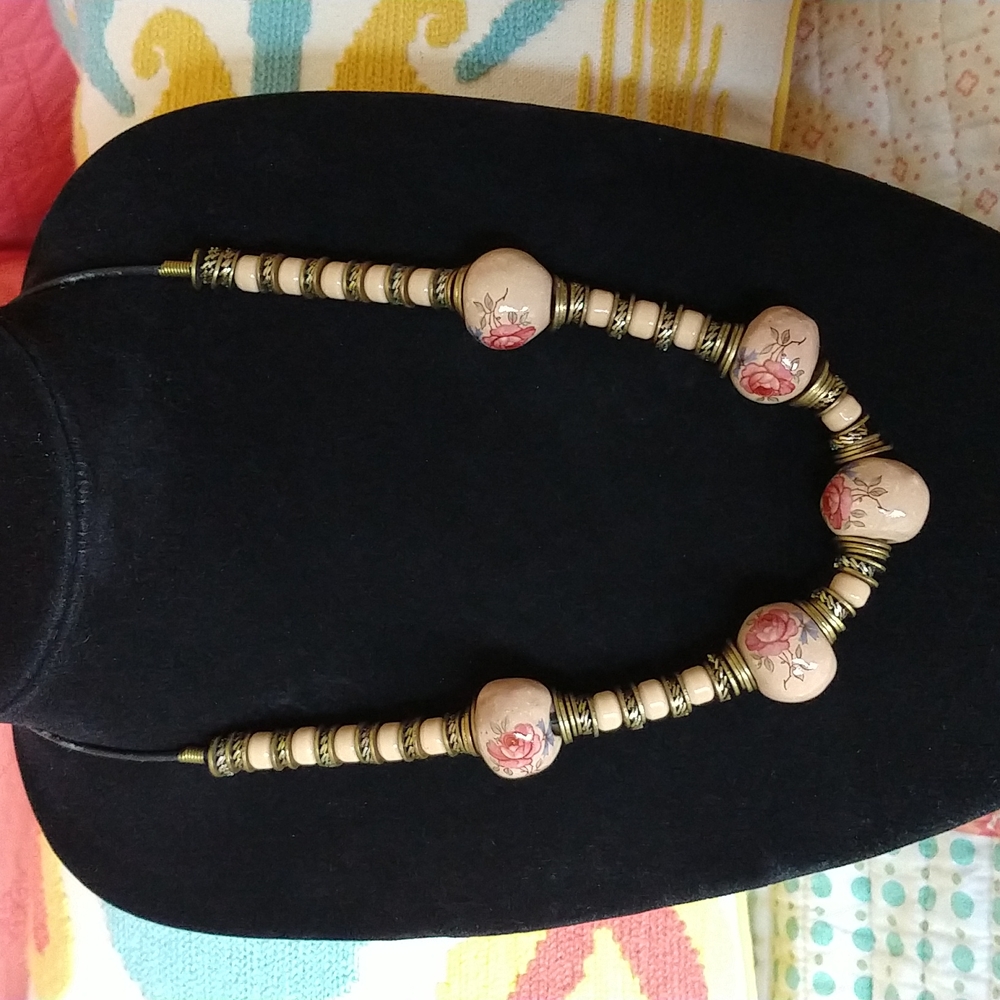 Greek Rose Artisan Necklace